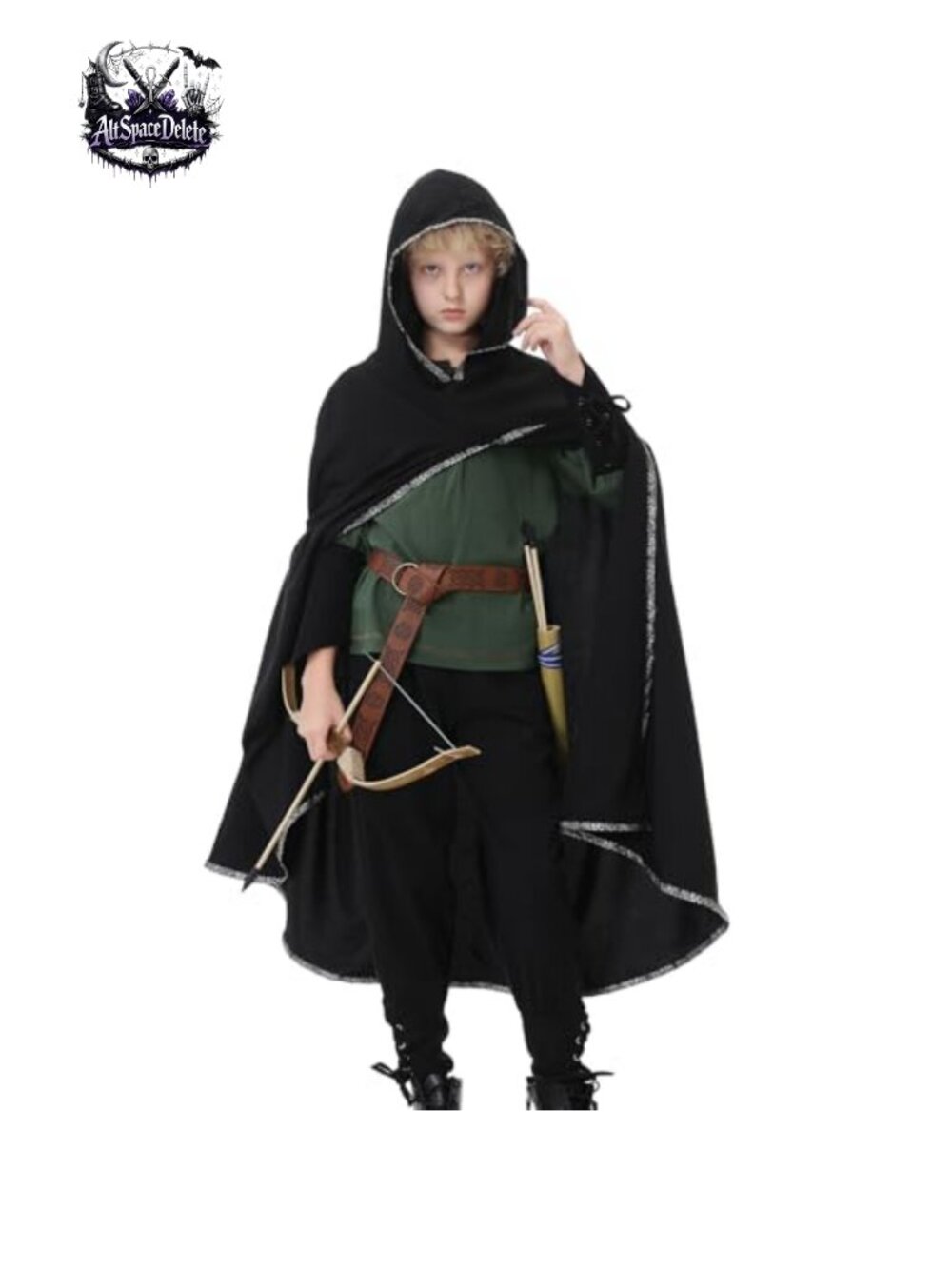 Kids Medieval Renaissance Costume Set Hooded Cloak Belt Role Play